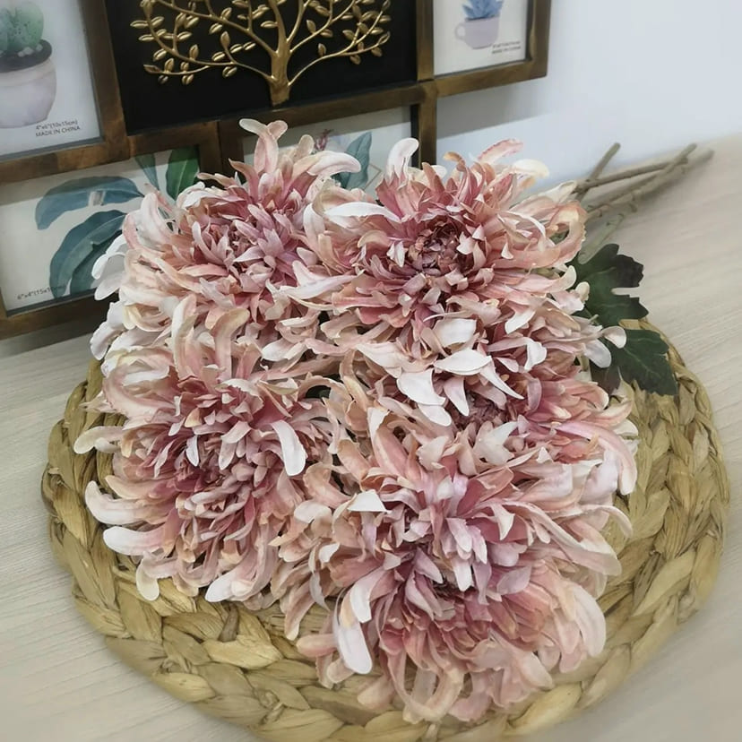 Искусственные цветы в Ростове-на-Дону | Цветок искусственный «Хризантема», персиково-розовая, одиночный