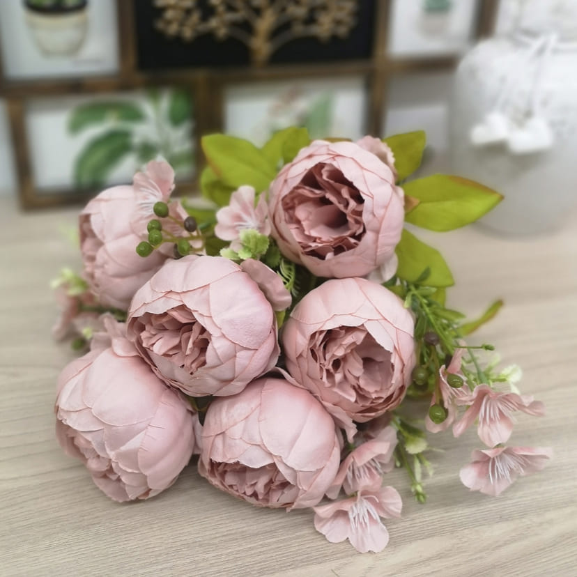 Искусственные цветы в Ростове-на-Дону | Цветы искусственные «Пионы», розовый, винтаж, букет