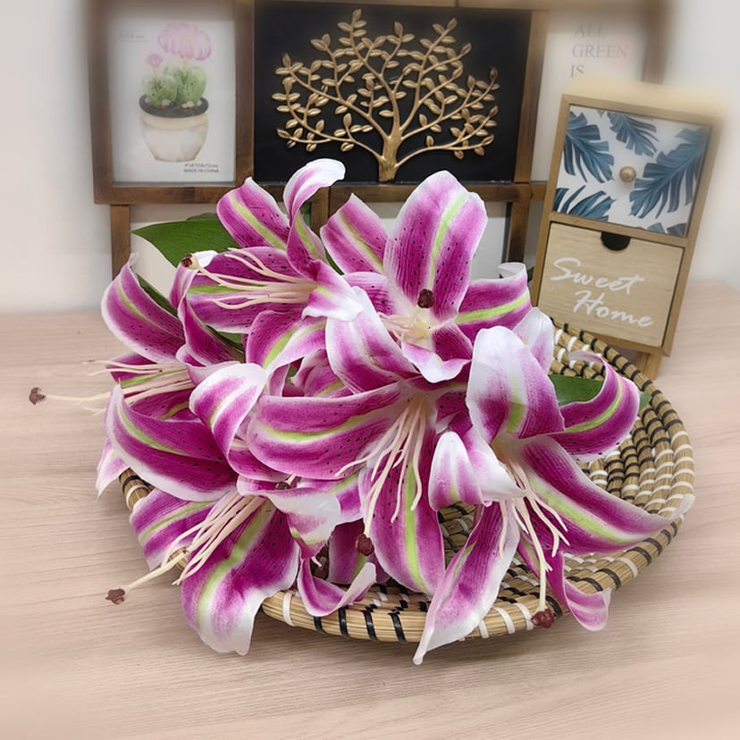Искусственные цветы в Ростове-на-Дону | Цветы искусственные «Лилии крупные», розово-сиреневые, букет
