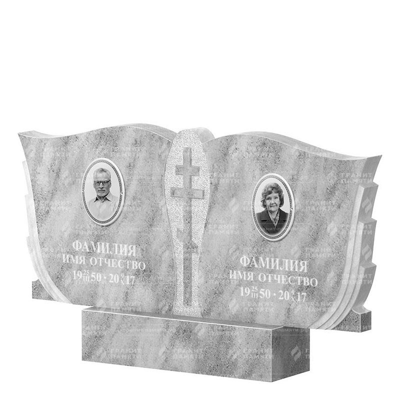 Памятники из мрамора в&nbsp;Ростове-на-Дону | Двойной мраморный памятник ФМ-136