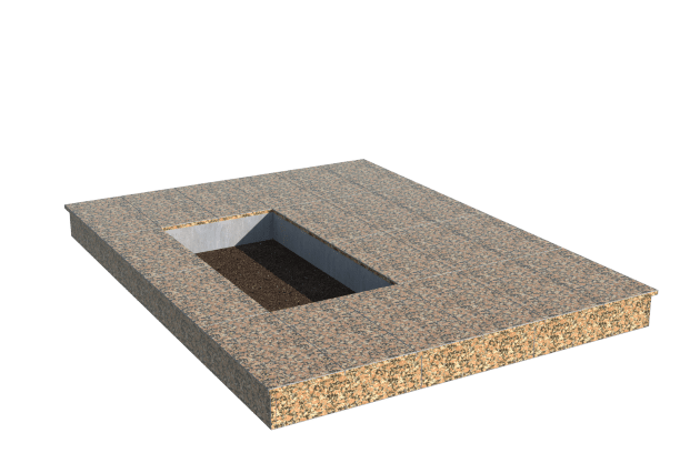 Площадки на могилу в&nbsp;Ростове-на-Дону | Площадка с вертикальной (15 см) облицовкой Южно-султаевским гранитом (под цветник)