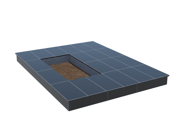 Площадки на могилу в&nbsp;Ростове-на-Дону | Площадка с вертикальной (15 см) облицовкой гранитом Габбро (под цветник)