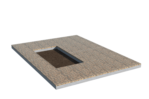 Площадки на могилу в&nbsp;Ростове-на-Дону | Площадка с облицовкой Южно-Султаевским гранитом (под цветник)